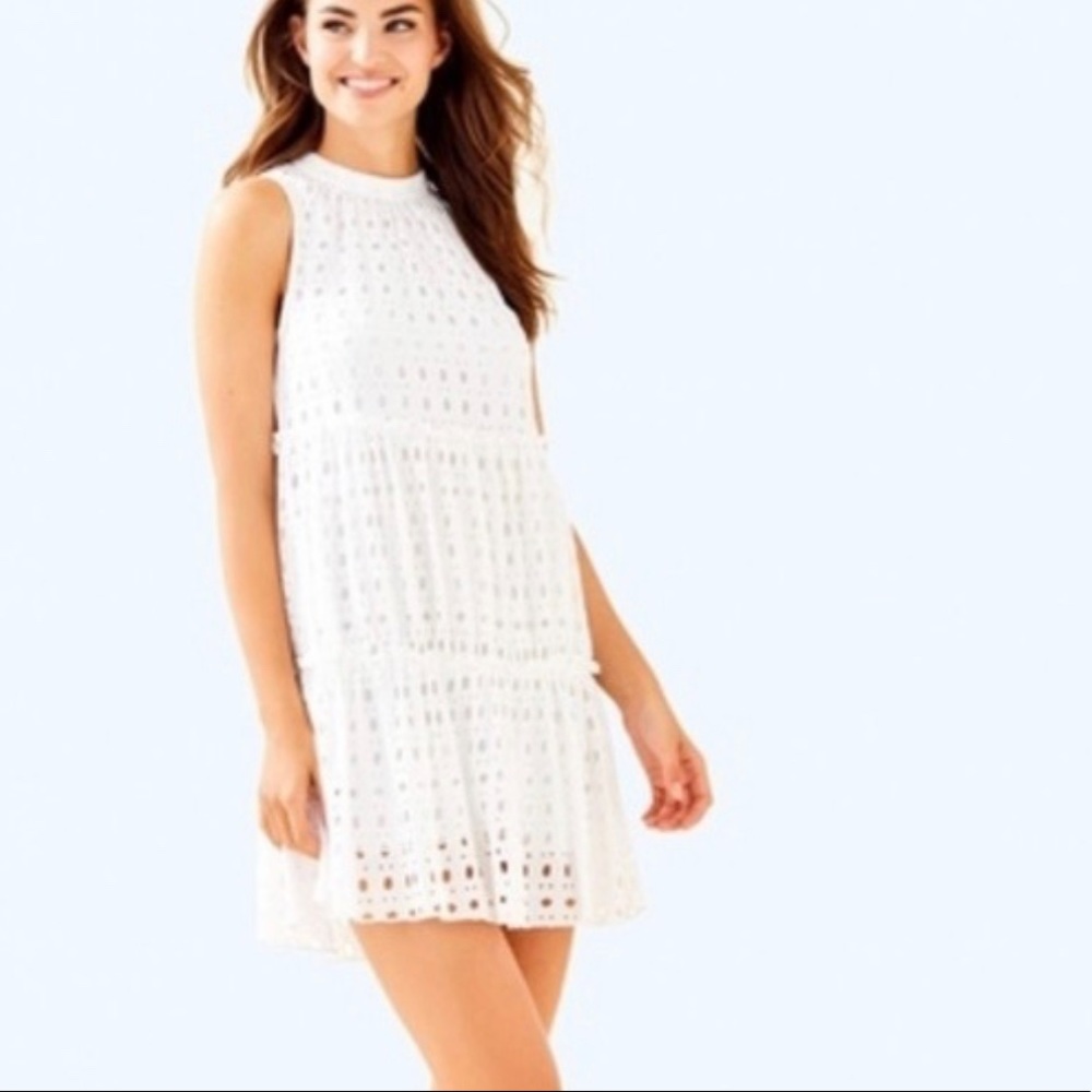 Lilly Pulitzer White Indira Eyelet Halter Dress S